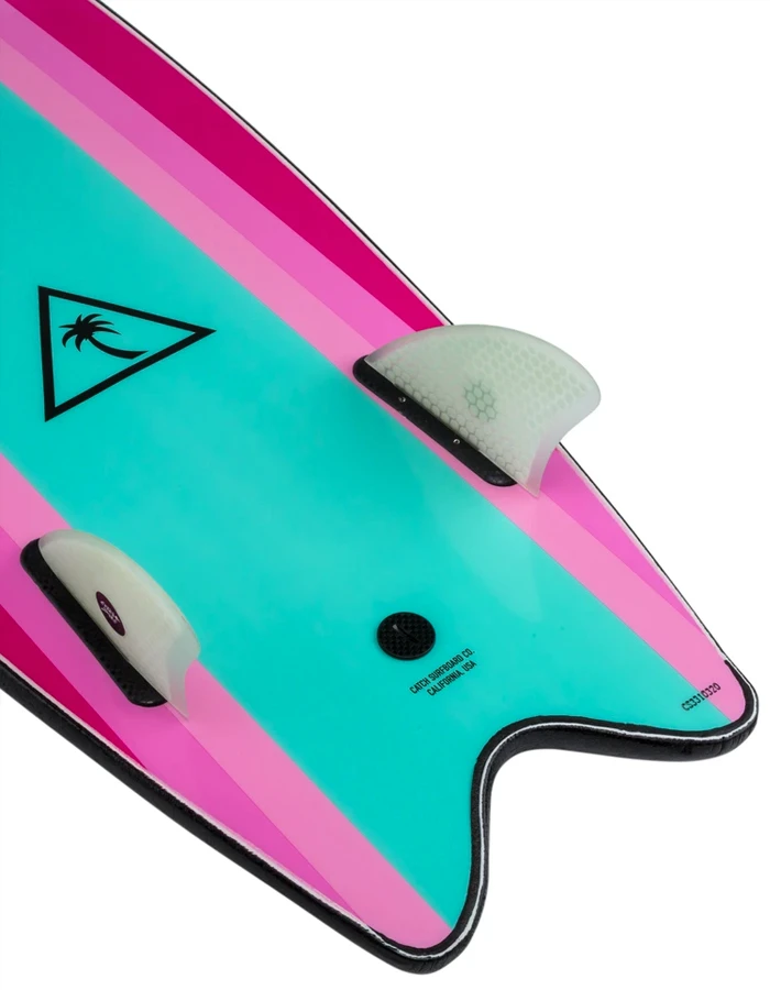 CATCH SURF 5'6" RETRO FISH TWIN FIN SOFT BLACK TURQUOISE - Image 2