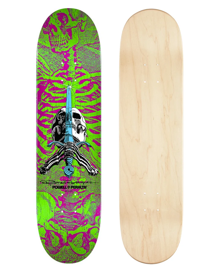 POWELL PERALTA SKULL & SWORD PINK GREEN 8.0"
